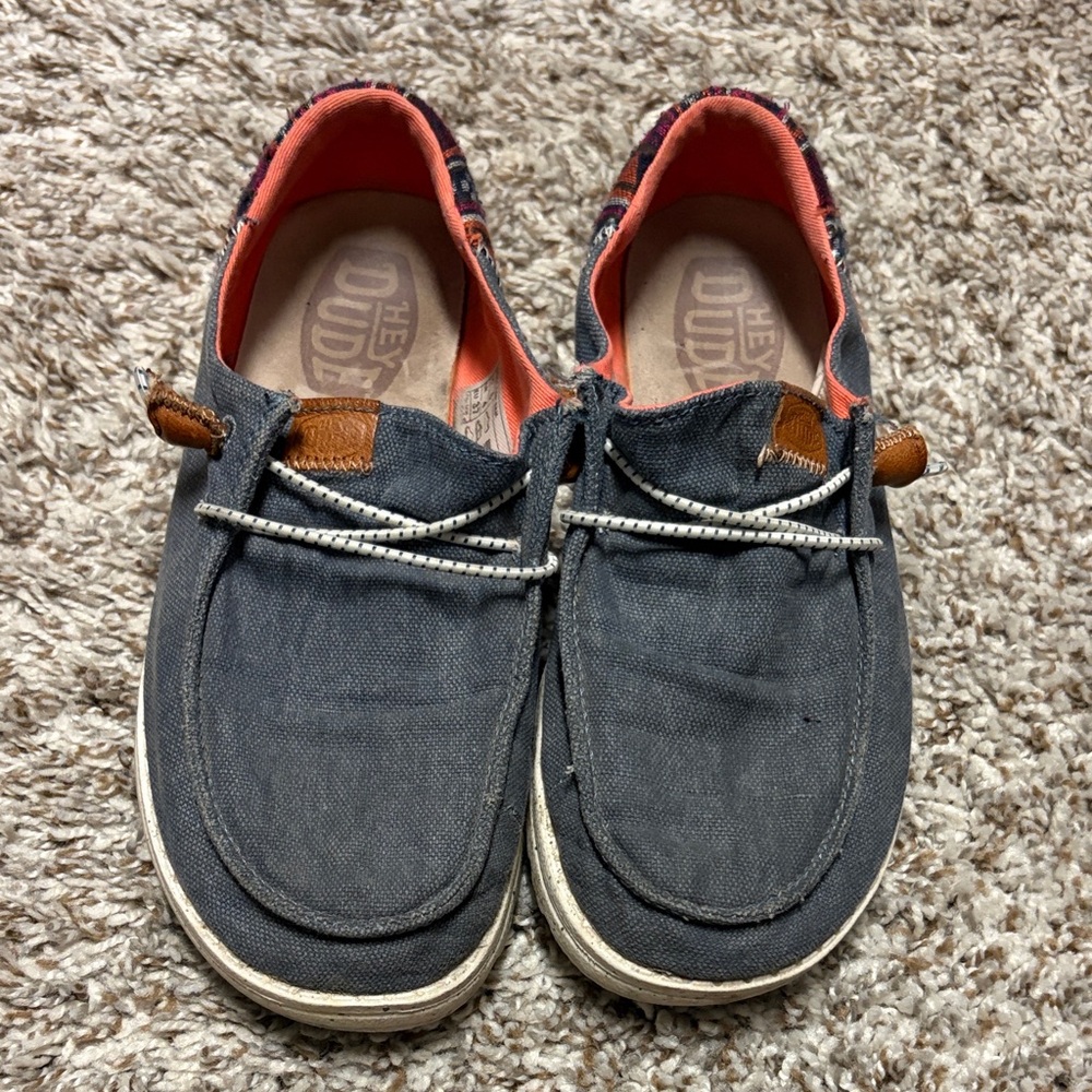 Hey Dude Slip on shoes Moccasins with Brown Accents
